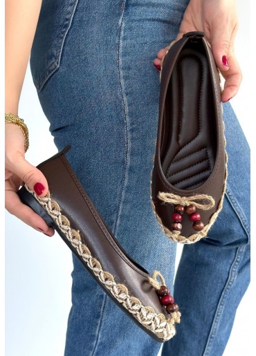 Ilwe Kahverengi Cilt Babet Ayakkabı