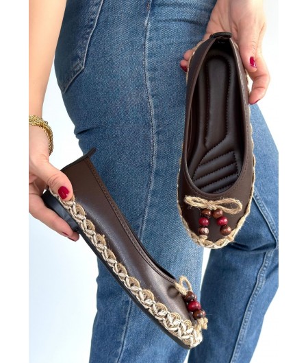 Ilwe Kahverengi Cilt Babet Ayakkabı