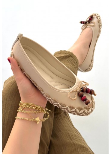 Ilwe Bej Cilt Babet Ayakkabı