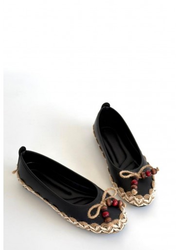 Ilwe Siyah Cilt Babet Ayakkabı