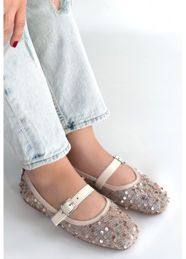 Moden Bej Süet Babet Ayakkabı