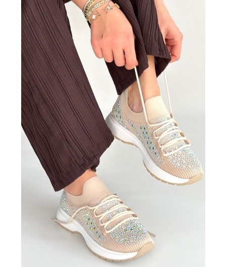 Ceas Bej Triko Bağcıklı Spor Ayakkabı Ceas Bej Triko Bağcıklı Spor Ayakkabı