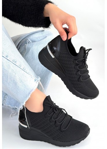 Weor Siyah Triko Bağcıklı Spor Ayakkabı