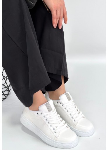 Yier Beyaz Cilt Bağcıklı Spor Ayakkabı