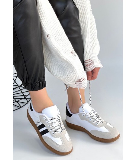 Zerti Beyaz Cilt Bağcıklı Spor Ayakkabı