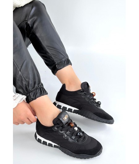 Tues Siyah Nubuk Bağcıklı Spor Ayakkabı