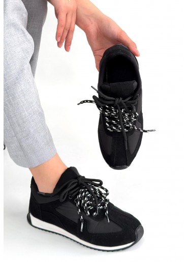 Jeat Siyah Nubuk Bağcıklı Spor Ayakkabı