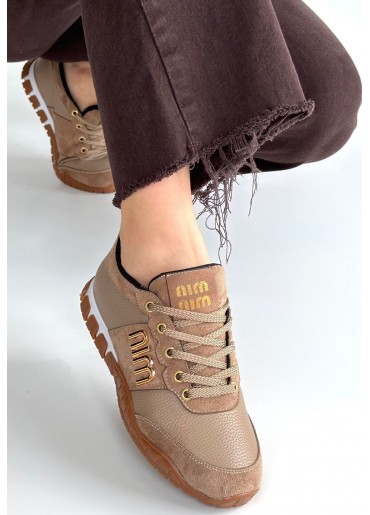 Marje Vizon Cilt Bağcıklı Spor Ayakkabı