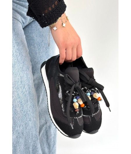 Riaf Siyah Cilt Bağcıklı Spor Ayakkabı