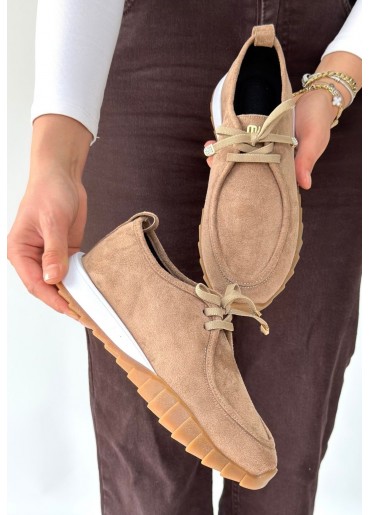 Sier Bej Süet Bağcıklı Spor Ayakkabı