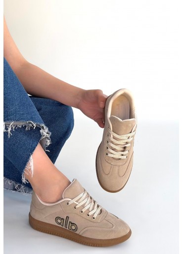 Lendo Bej Süet Bağcıklı Spor Ayakkabı