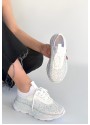 Rimay Beyaz Cilt Boncuk İşlemeli Spor Ayakkabı Rimay Beyaz Cilt Boncuk İşlemeli Spor Ayakkabı