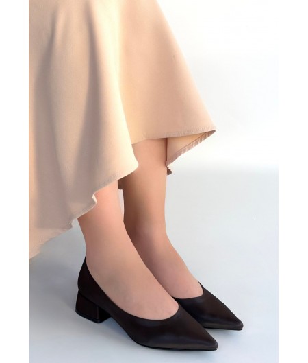 Ferla Acı Kahve Cilt Topuklu Ayakkabı