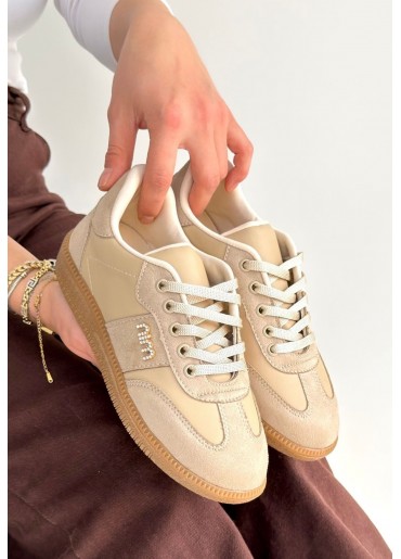 Lunga Bej Cilt Bağcıklı Spor Ayakkabı