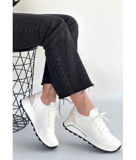 Feort Beyaz Triko Bağcıklı Spor Ayakkabı