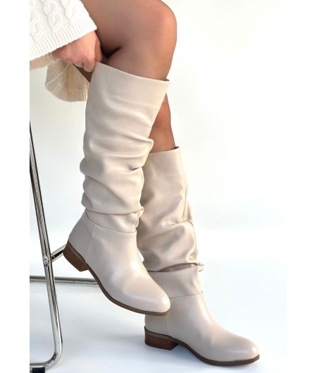 Winda Bej Cilt Körüklü Çizme Winda Bej Cilt Körüklü Çizme