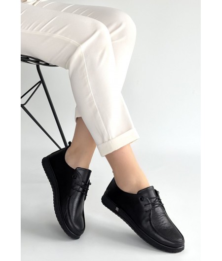 Mopin Siyah Deri Bağcıklı Spor Ayakkabı Mopin Siyah Deri Bağcıklı Spor Ayakkabı