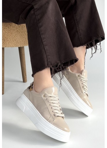 Jetan Bej Rugan Bağcıklı Spor Ayakkabı