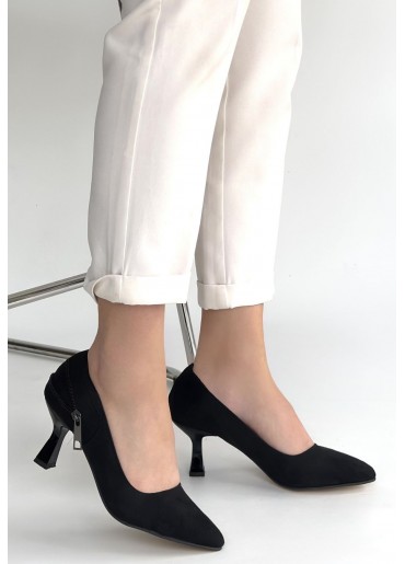 Jedi Siyah Süet Topuklu Ayakkabı