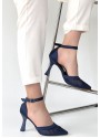 Keny Lacivert Saten Topuklu Ayakkabı Keny Lacivert Saten Topuklu Ayakkabı