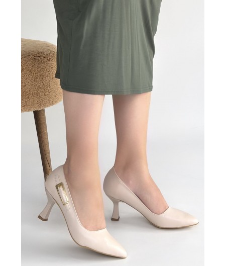 Yons Bej Cilt Topuklu Ayakkabı Yons Bej Cilt Topuklu Ayakkabı