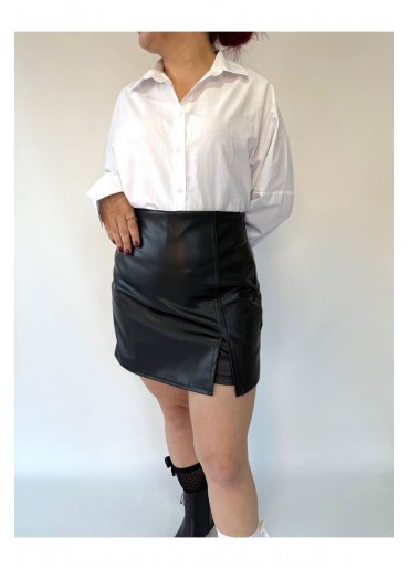 Miyya Siyah Deri Şort Etek