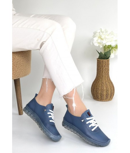 Kitta Mavi Deri Bağcıklı Spor Ayakkabı Kitta Mavi Deri Bağcıklı Spor Ayakkabı