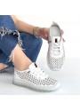 Otja Beyaz Deri Lazerli Bağcıklı Spor Ayakkabı