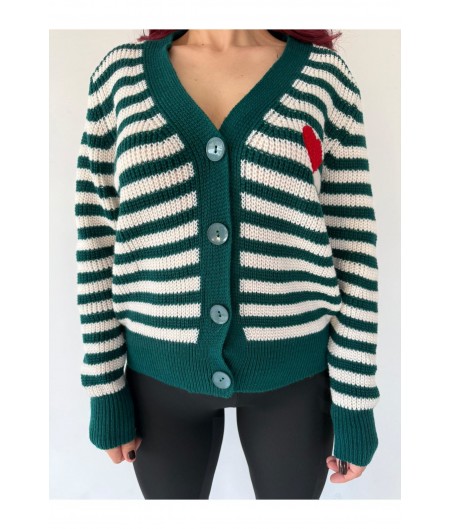 Heartify Yeşil Beyaz  Ceket