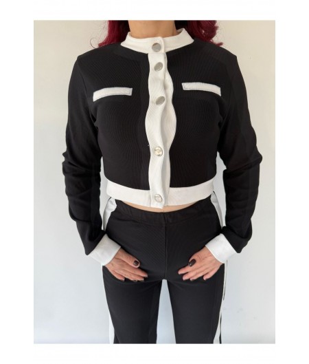 Kontrast Siyah Beyaz Şeritli İkili Takım