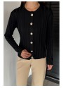 Galy Siyah Örgülü Düğmeli Ceket