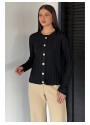 Galy Siyah Örgülü Düğmeli Ceket