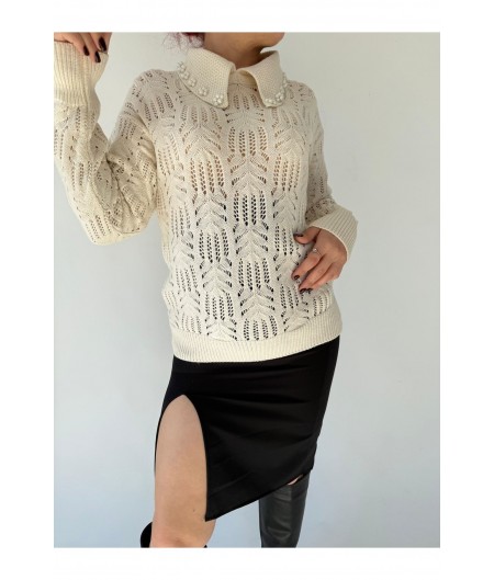 Purel Bej Örgülü Kazak