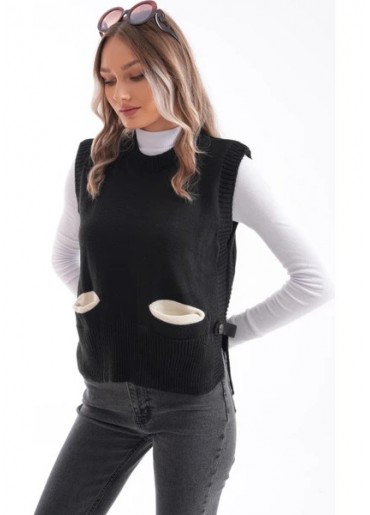 Şimal Siyah Düğmeli Süveter