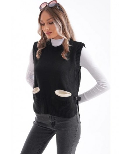 Şimal Siyah Düğmeli Süveter