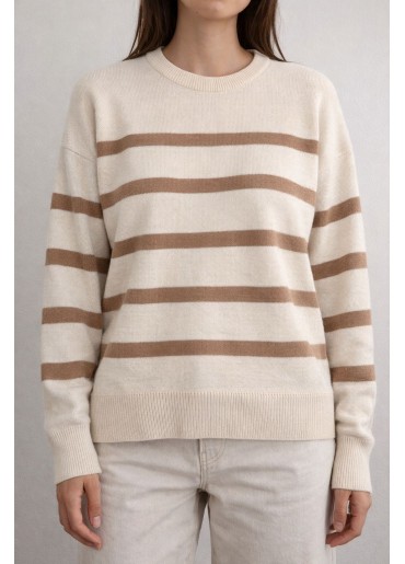 Mote Bej Çizgili Kazak