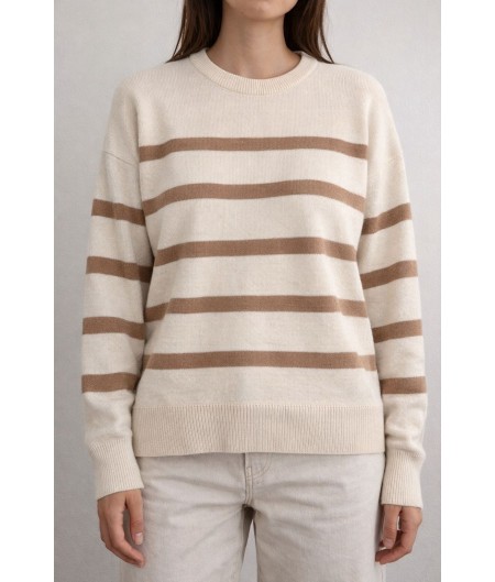 Mote Bej Çizgili Kazak