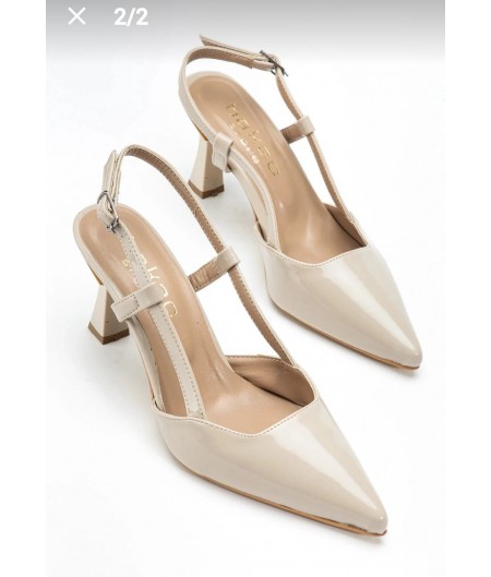 Hoost Bej Rugan Topuklu Ayakkabı