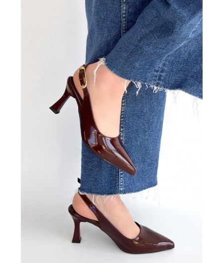 Hies Bordo Rugan Topuklu Ayakkabı