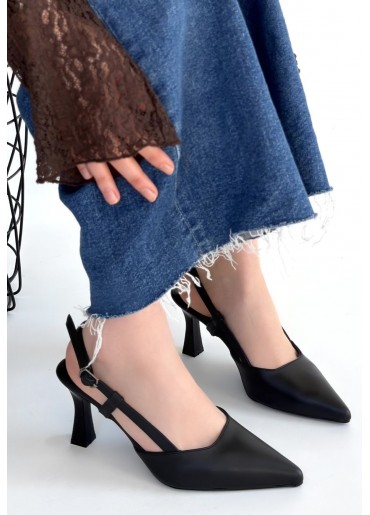 Hoost Siyah Cilt Topuklu Ayakkabı