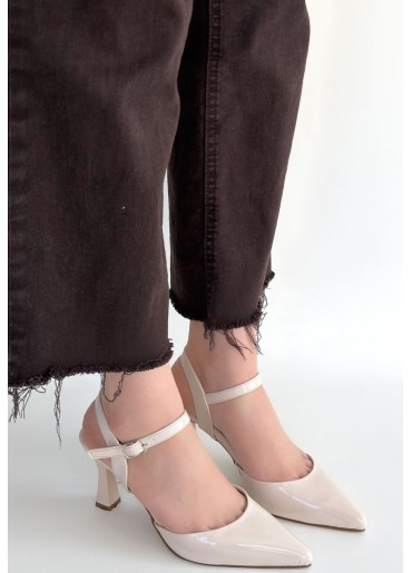 Suden Bej Rugan Topuklu Ayakkabı