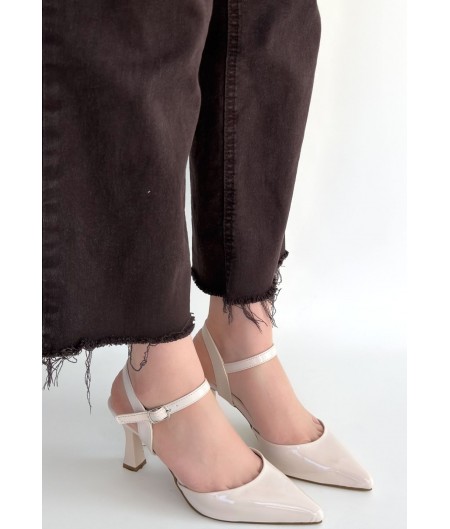 Suden Bej Rugan Topuklu Ayakkabı