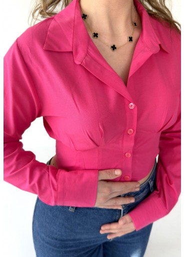 Ponji Pembe Arkadan Bağcıklı Yarım Gömlek