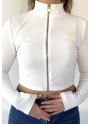 Fermuarlı Beyaz Crop