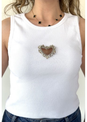 Avrile Beyaz Kalın Askılı Tişört