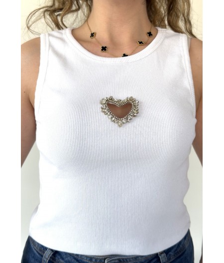 Avrile Beyaz Kalın Askılı Tişört