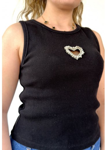 Avrile Siyah Kalın Askılı Tişört