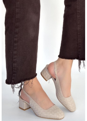 Dier Bej Cilt Topuklu Ayakkabı