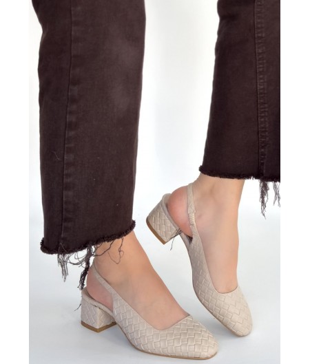 Dier Bej Cilt Topuklu Ayakkabı Dier Bej Cilt Topuklu Ayakkabı