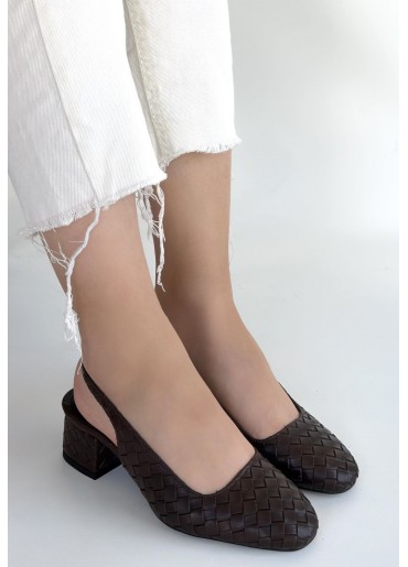 Dier Kahverengi Cilt Topuklu Ayakkabı